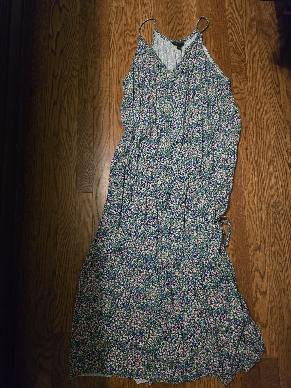 Banana Republic Green and Pink Floral Maxi Sundress